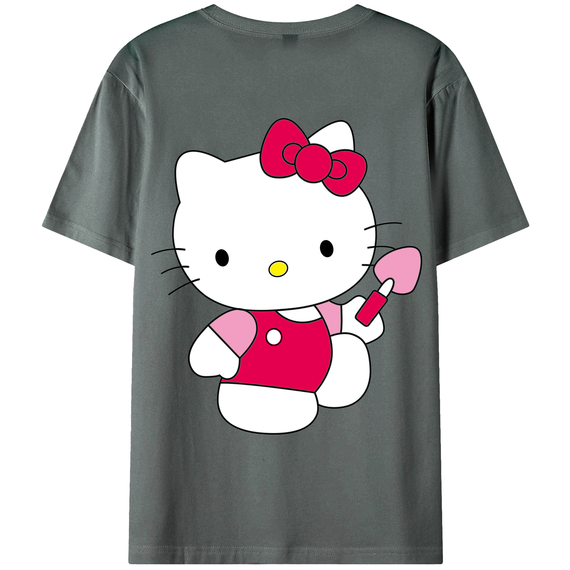 （画像用） Hello Kitty ハローキティ 綿100％ メンズ半袖Tシャツ（バックプリント） 通気性